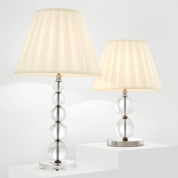 Aubaine Table Lamp - Nickel Finish with Pleated White Shade