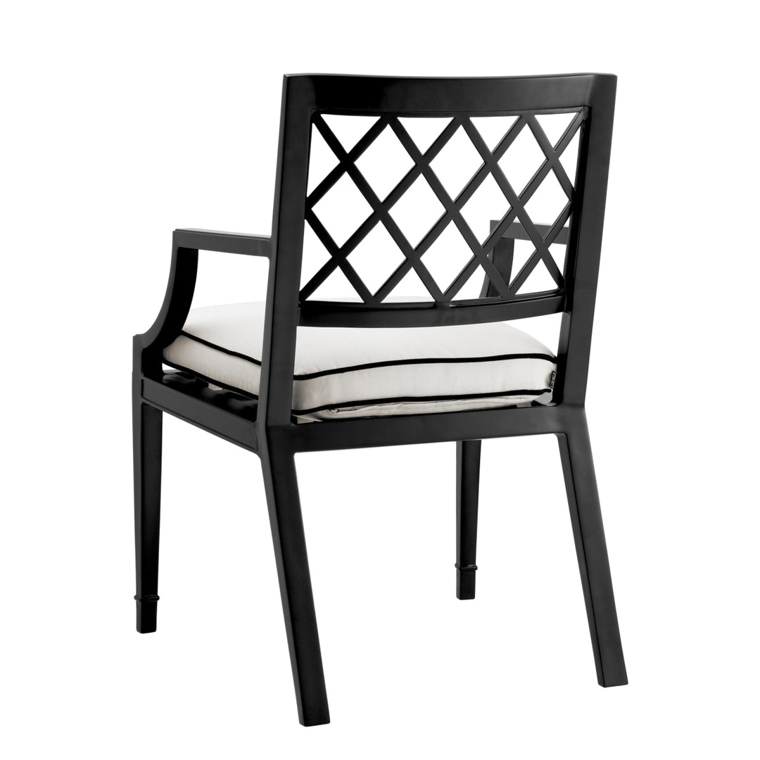 Paladium with arm Outdoor Dining Chair - Black & White