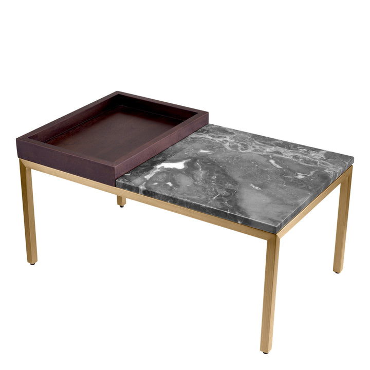 Side Table Forma - Brushed Brass Finish Grey Marble