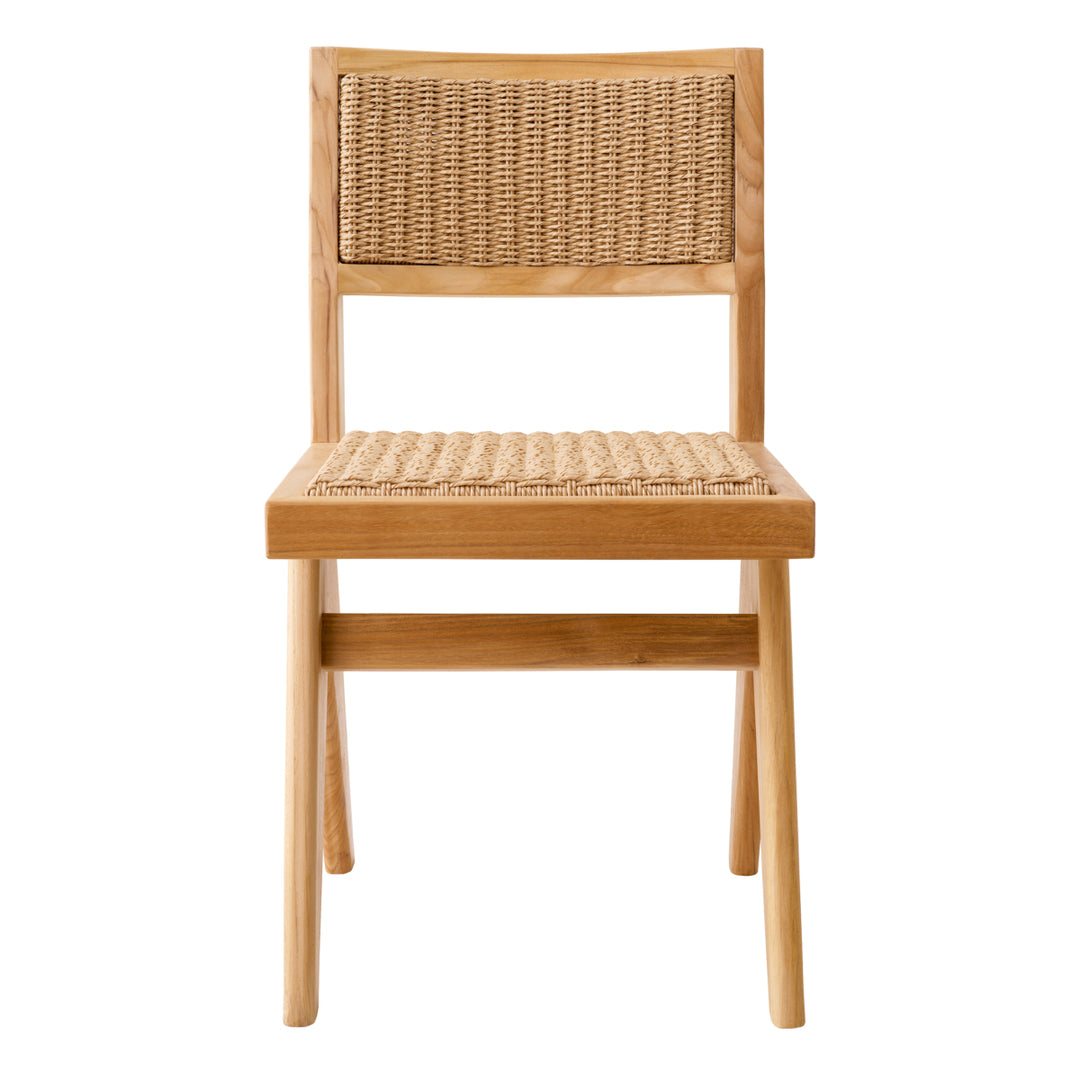 Outdoor Dining Chair Niclas Natural Teak Natural Weave