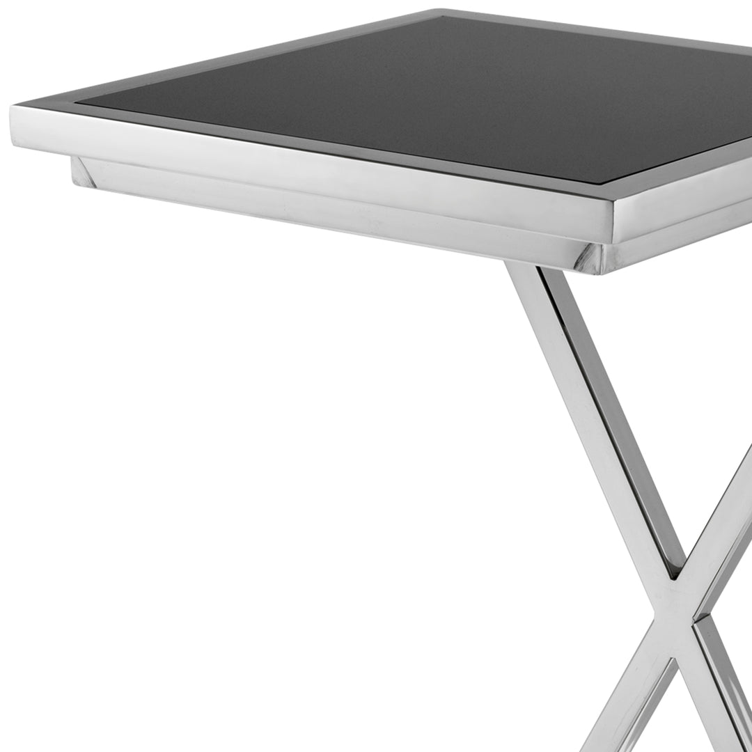 Cross Side Table - Silver & Black