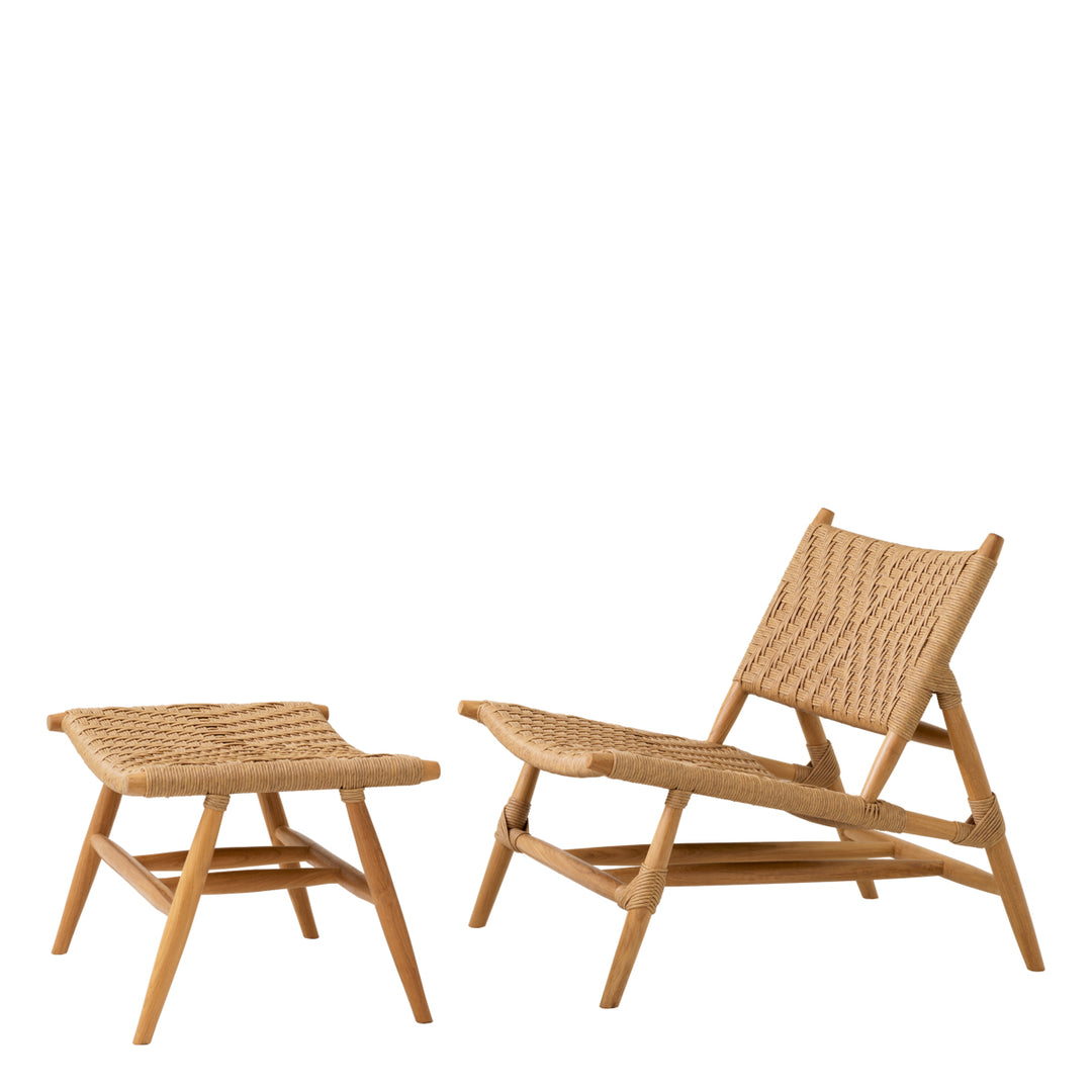 Outdoor Chair And Foot Stool Laroc Natural Teak