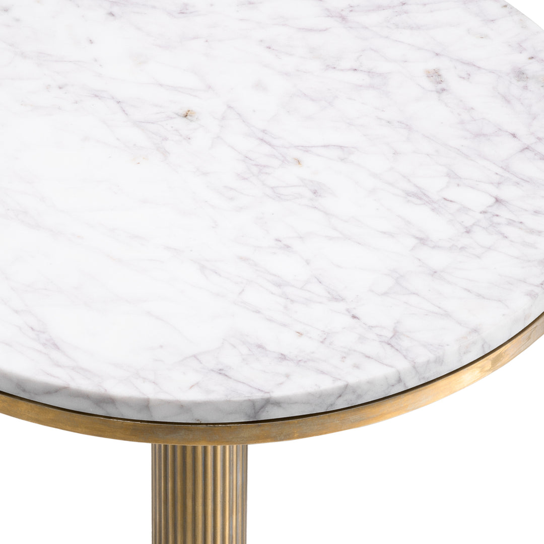 Eichholtz Side Table Tavolara vintage brass finish white marble