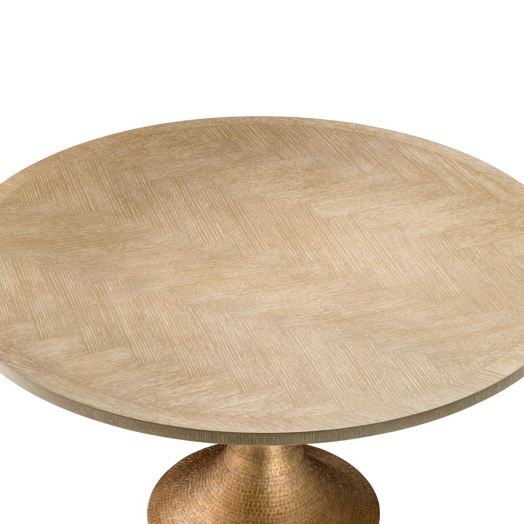Melchior Round Dining Table - Beige & Bronze