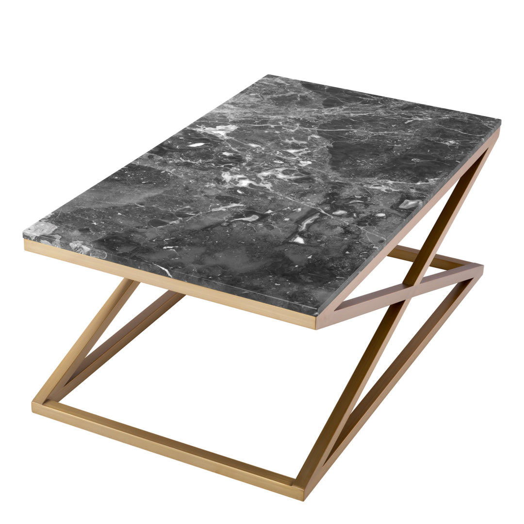 Eichholtz Coffee Table Criss Cross - Brushed Brass Finish Grey Marble