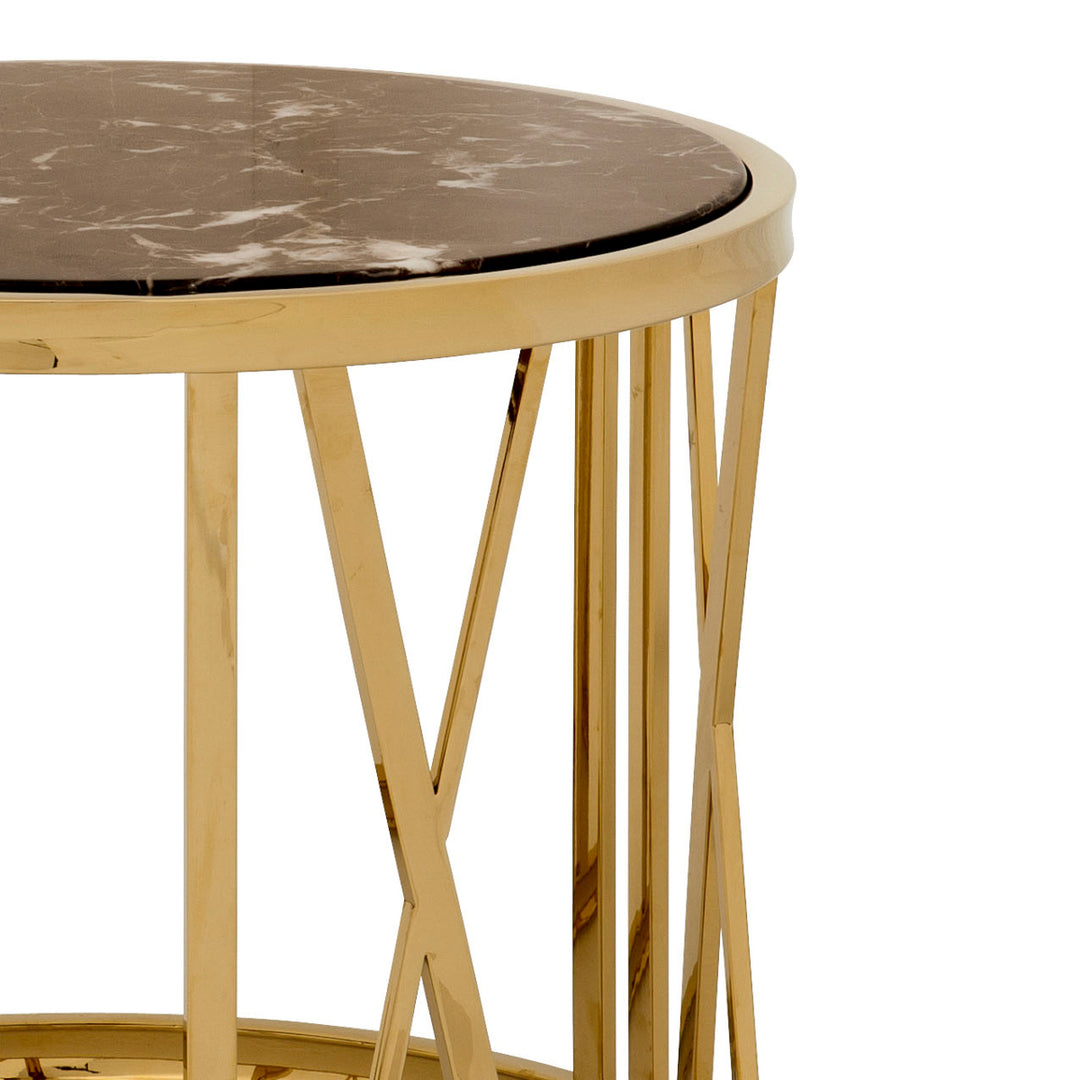 Baccarat Side Table - Gold & Brown