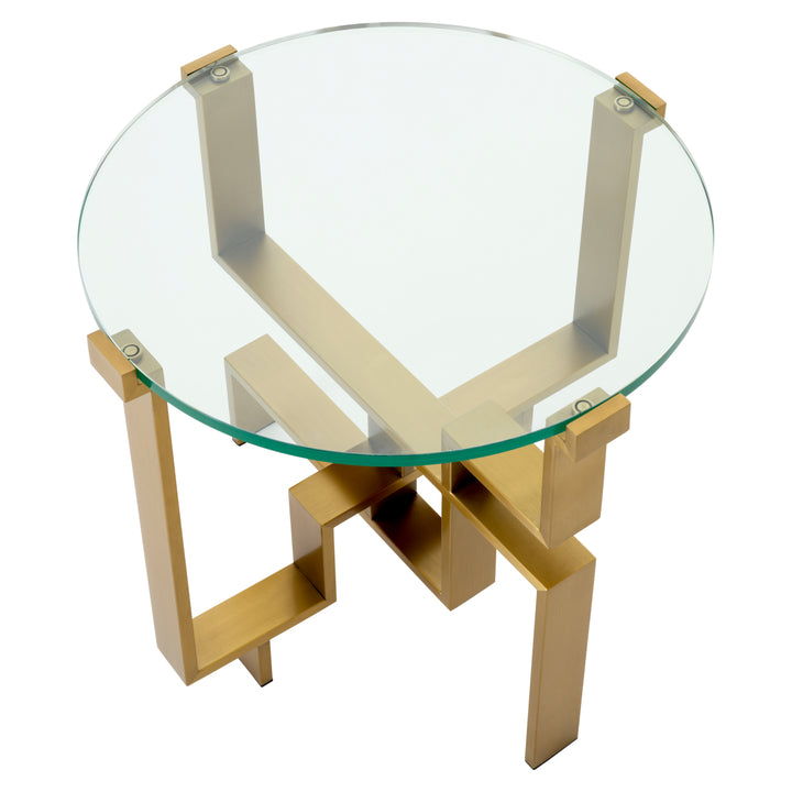 Art Deco Side Table Chuck - Matte Brass