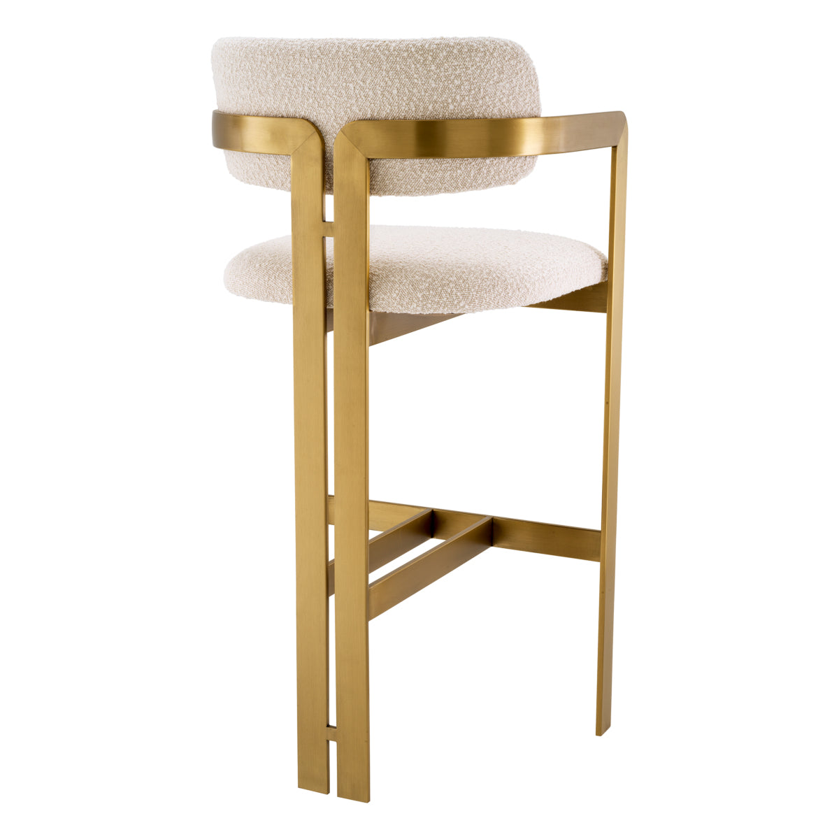 Bar Stool Donato Brushed Brass Finish Boucl Cream Alchemy