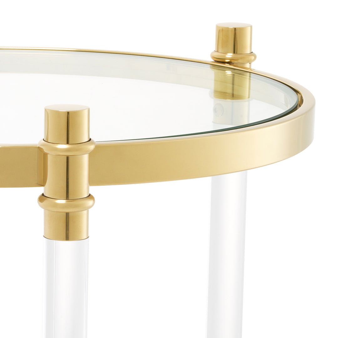 Trento Side Table - Clear & Gold
