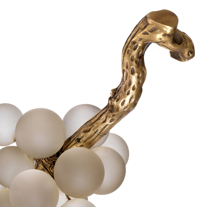 Eichholtz French Grapes Decorative Ornament - White Glass & Vintage Brass Finish