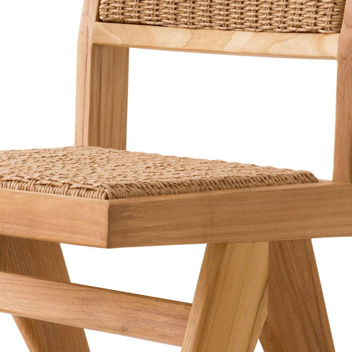 Outdoor Dining Chair Niclas Natural Teak Natural Weave