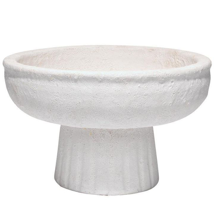 Aegean Pedestal Bowl in Rough Matte White Ceramic - Available in 2 Sizes