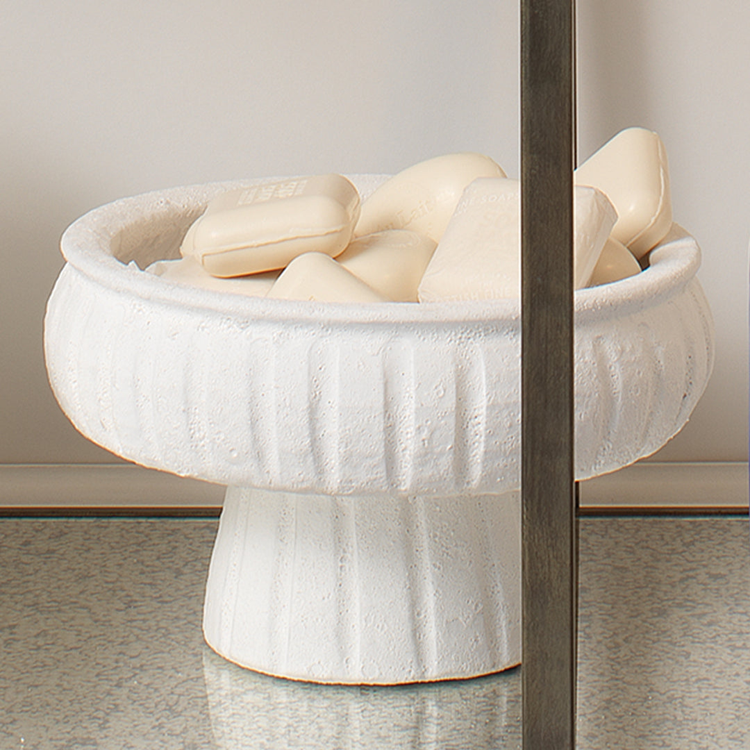 Aegean Pedestal Bowl in Rough Matte White Ceramic - Available in 2 Sizes