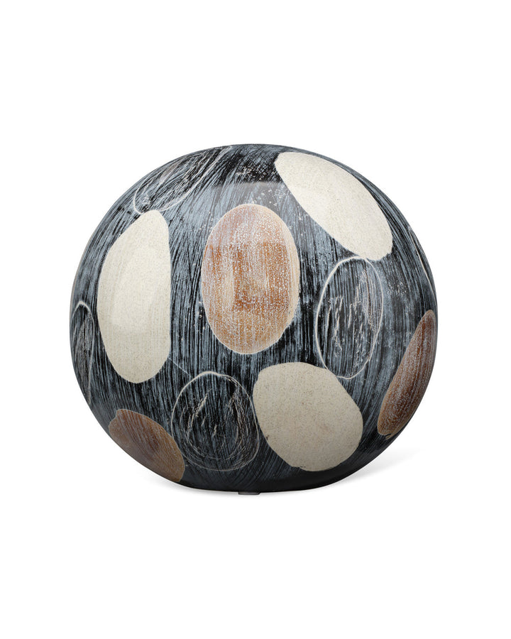 Painted Sphere Cream, White and Black Ceramic - Available in 2 Sizes