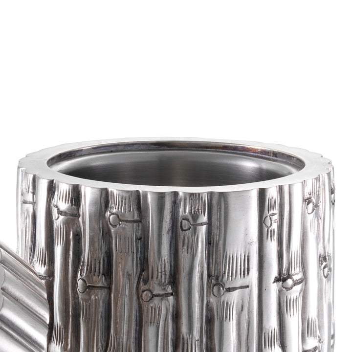 Box Bamboo Round - Antique Silver Plated