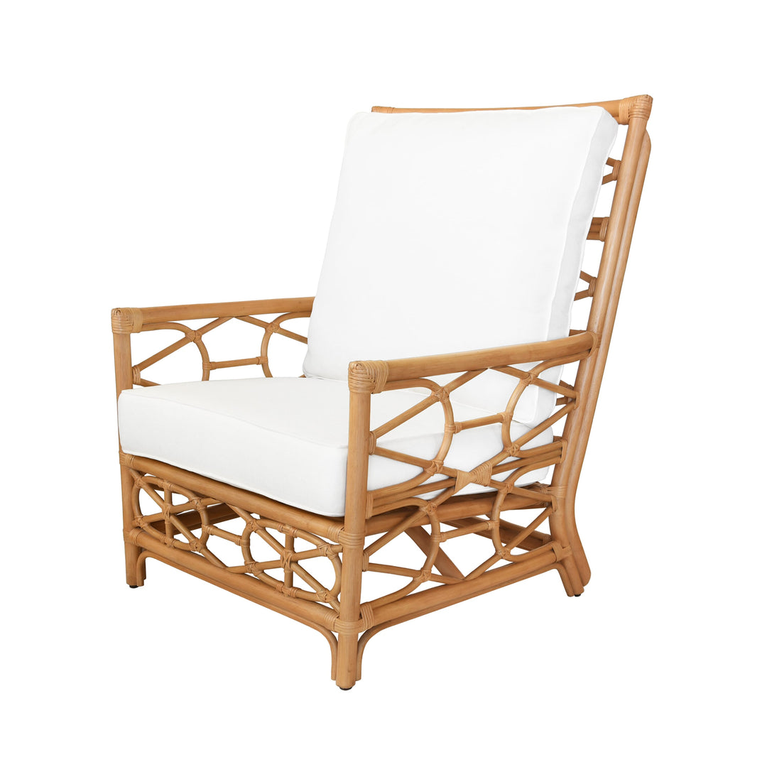 Rattan Club Chair With Ivory Linen Cushion