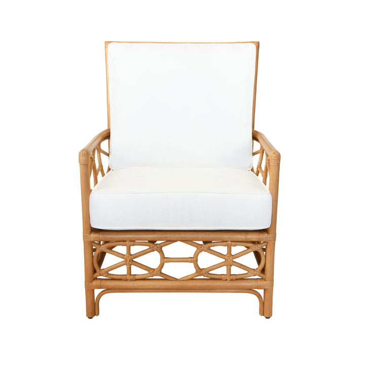 Rattan Club Chair With Ivory Linen Cushion