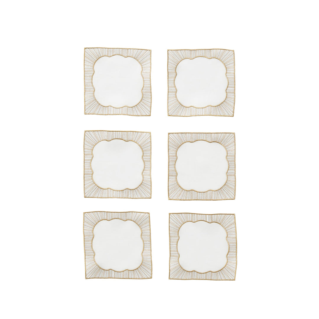 Frame Cocktail Napkins in White - Gold & Silver - Set of 6 in a Gift Box