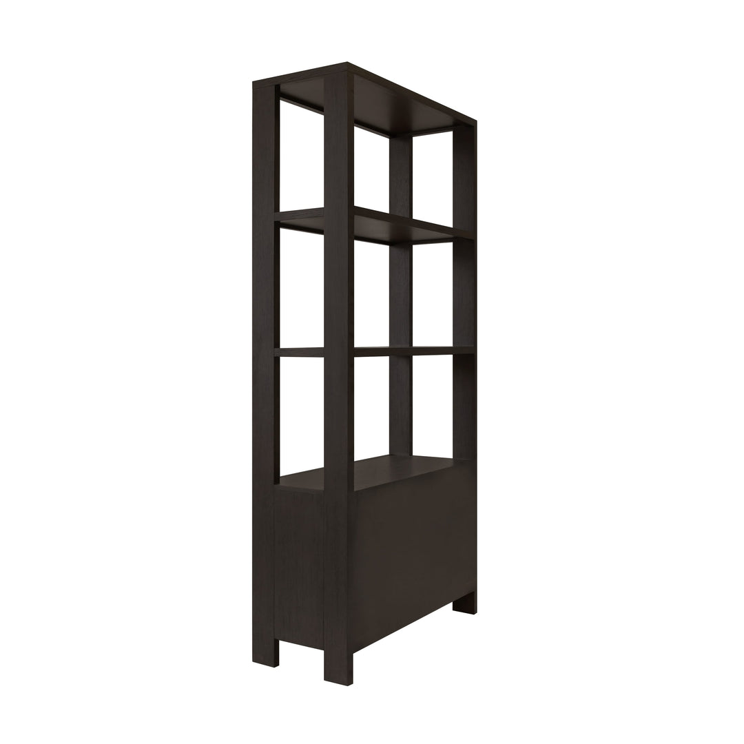 Two Drawer Etagere With Fluted Detail In Dark Espresso Oak