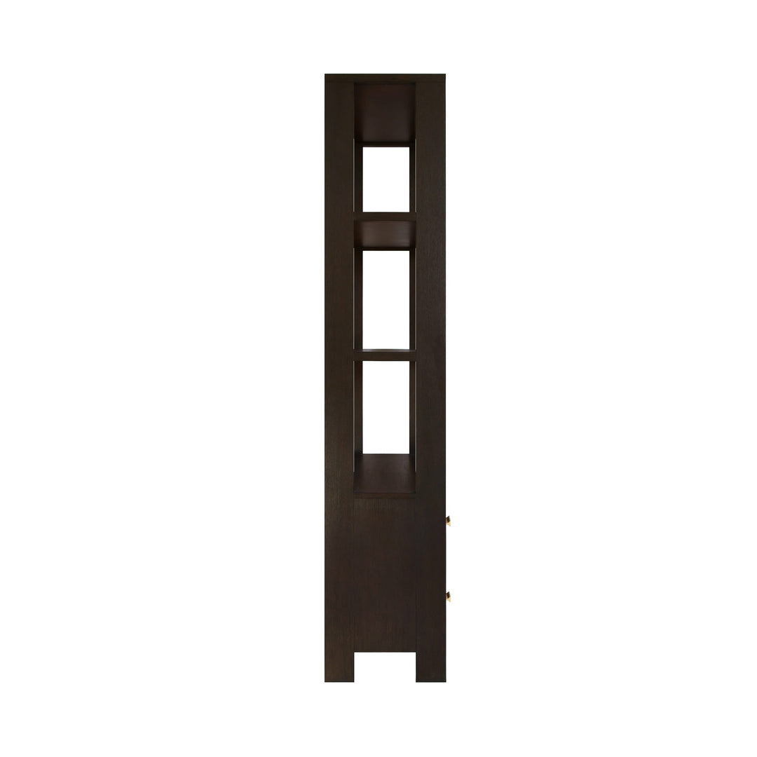 Two Drawer Etagere With Fluted Detail In Dark Espresso Oak