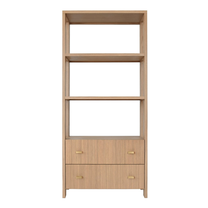 Two Drawer Etagere With Fluted Detail In Natural Oak