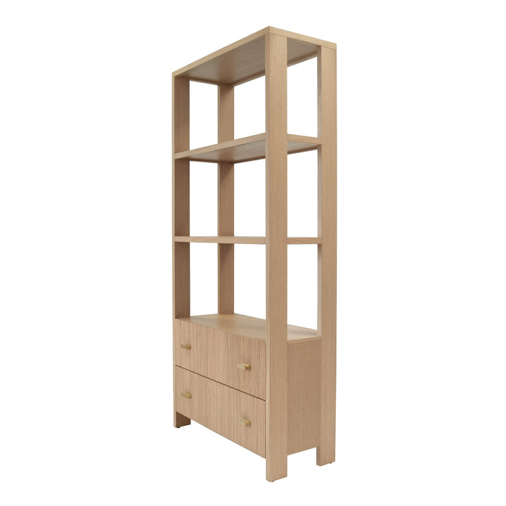 Two Drawer Etagere With Fluted Detail In Natural Oak