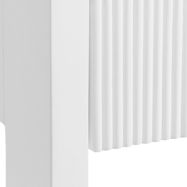 Two Drawer Etagere With Fluted Detail In Matte White Lacquer