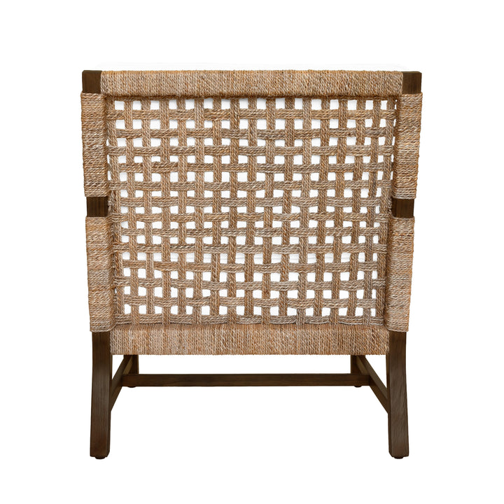 Club Chair With Woven Seagrass Detail And Ivory Linen Cushion