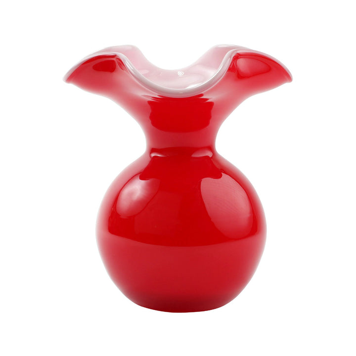Hibiscus Glass Red Fluted Vase