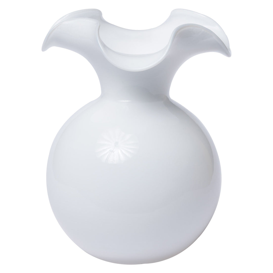 Hibiscus Glass White Fluted Vase - 3 Available Sizes