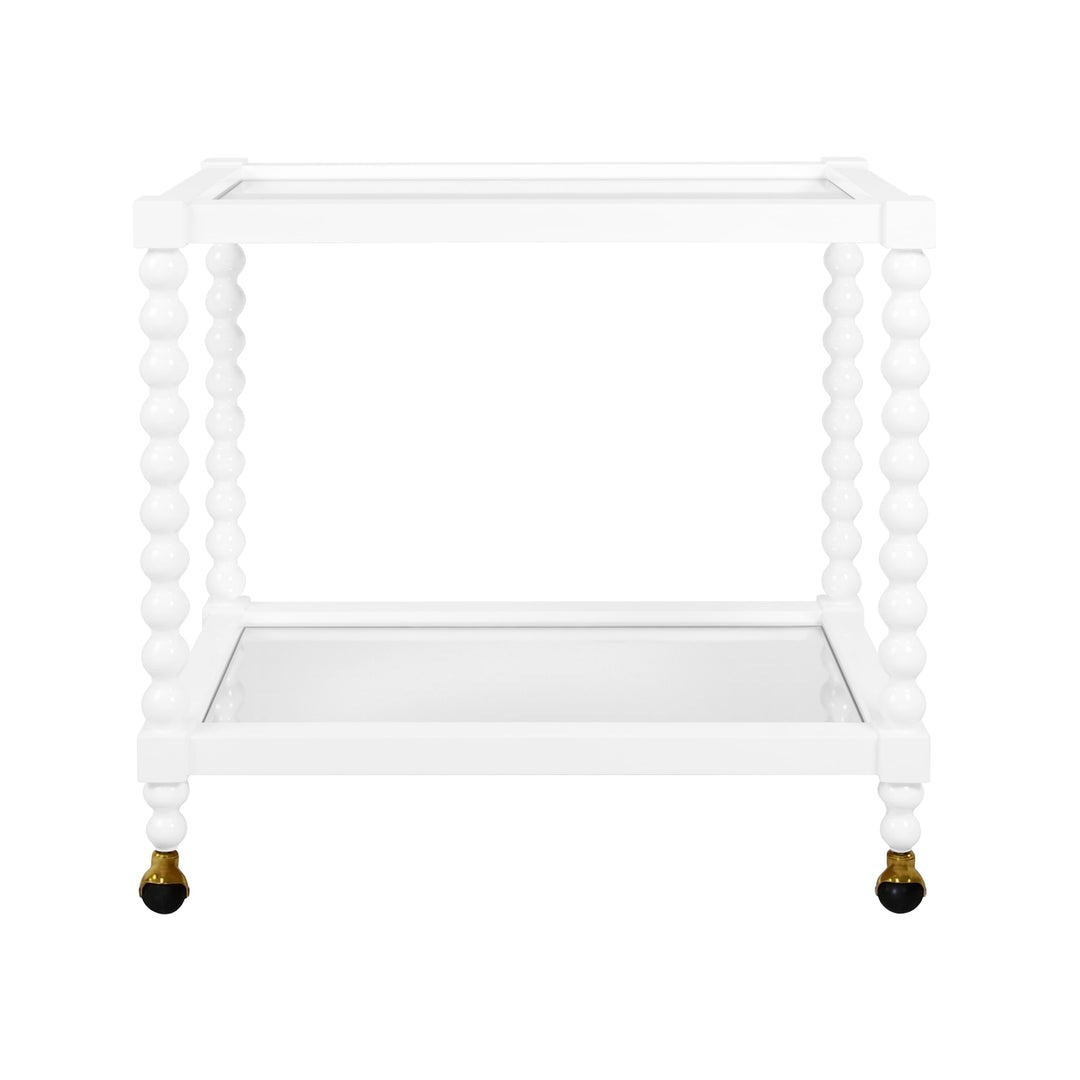 Bobbin Style Bar Cart In White Lacquer