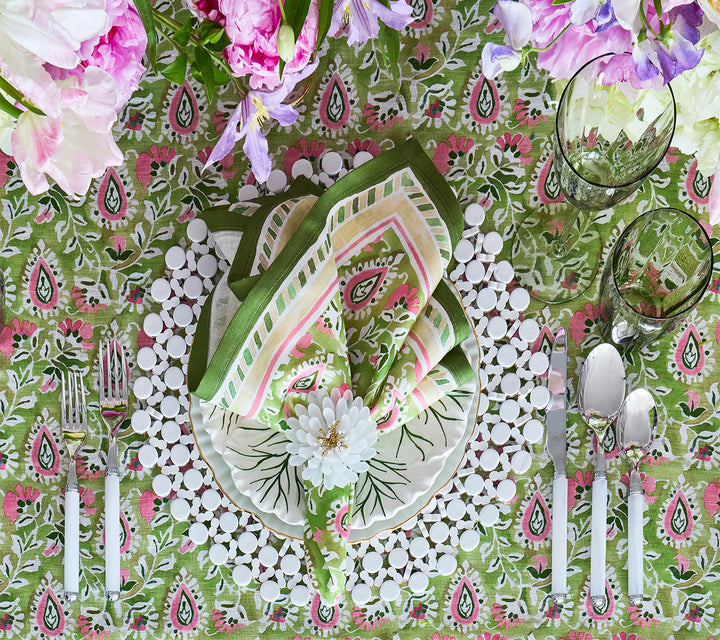 Kim Seybert Mira Napkin in Green & Pink Set of 4