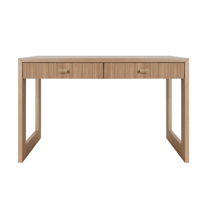 Two Drawer Desk With Fluted Detail In Natural Oak