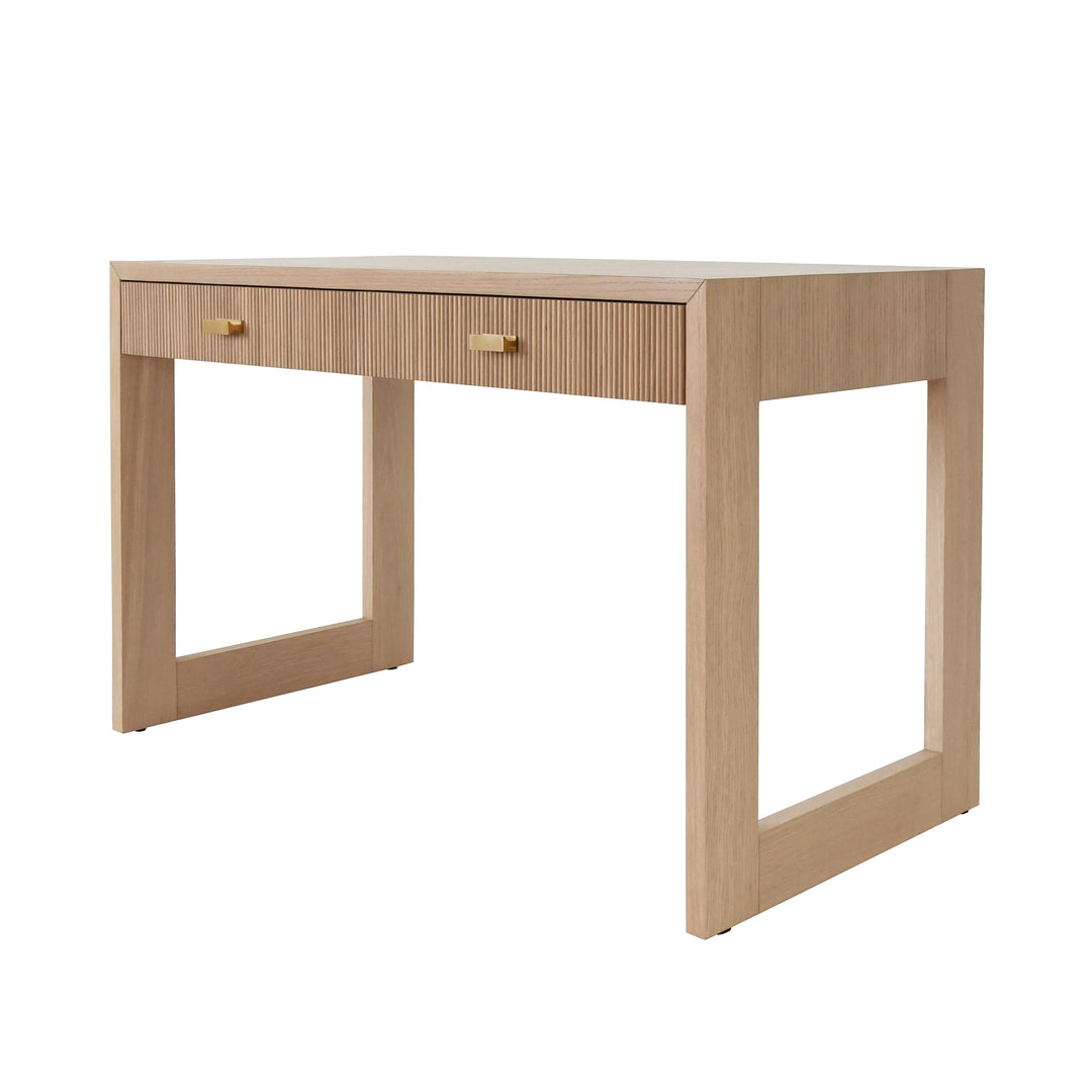 Two Drawer Desk With Fluted Detail In Natural Oak