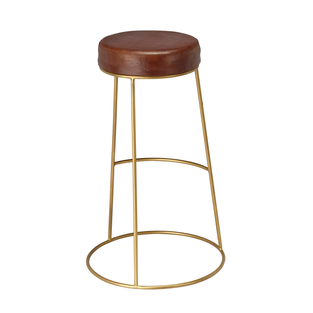 Henry Round Leather Barstool - Available in 2 Colors