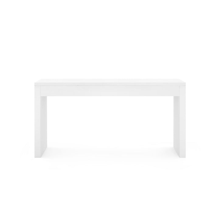 Margo Large Grasscloth Console Table-Chiffon White