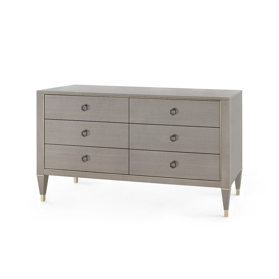 Parish Extra Large 6-Drawer - Champagne Finish Accents - Available in 2 Colors