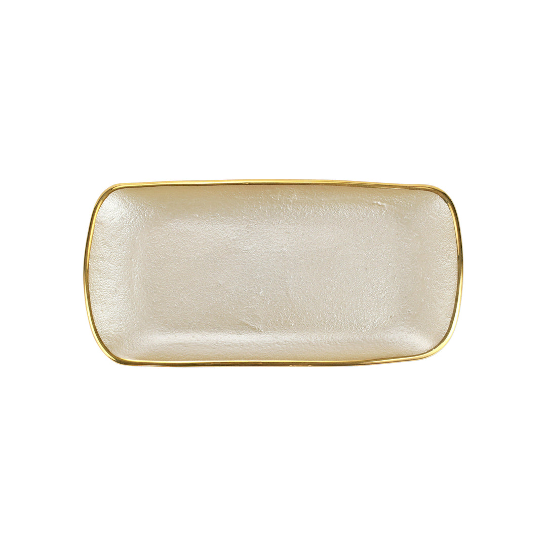 Metallic Glass Pearl Rectangular Tray