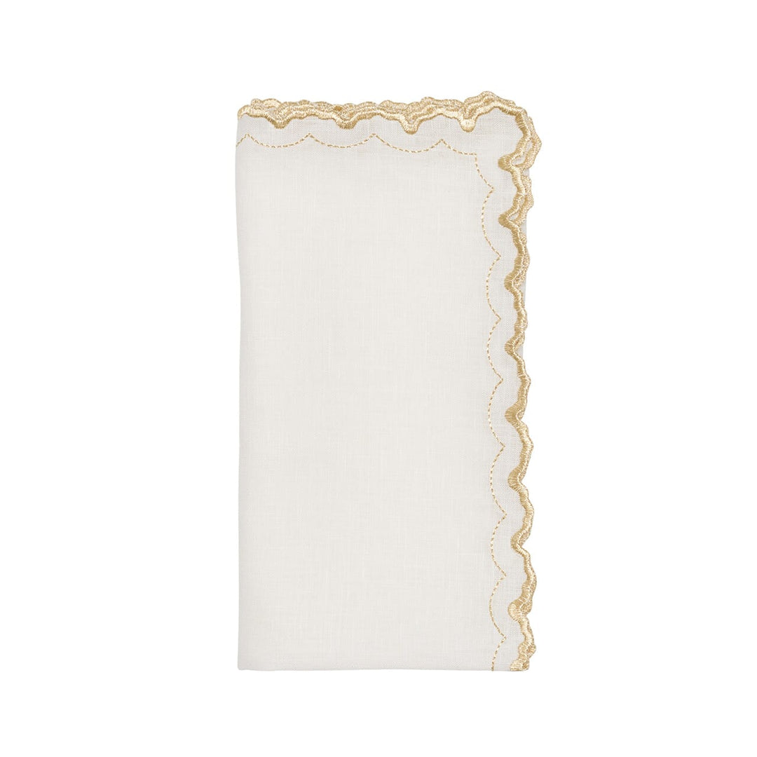 Kim Seybert Arches Napkin in White & Gold Set of 4