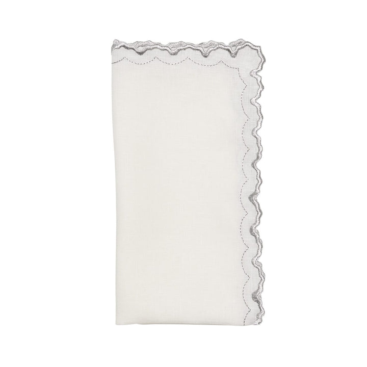 Kim Seybert Arches Napkin in White & Silver Set of 4