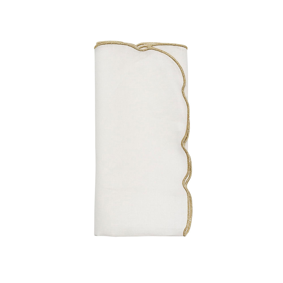 Kim Seybert Luminance Napkin in White & Gold - Set of 4