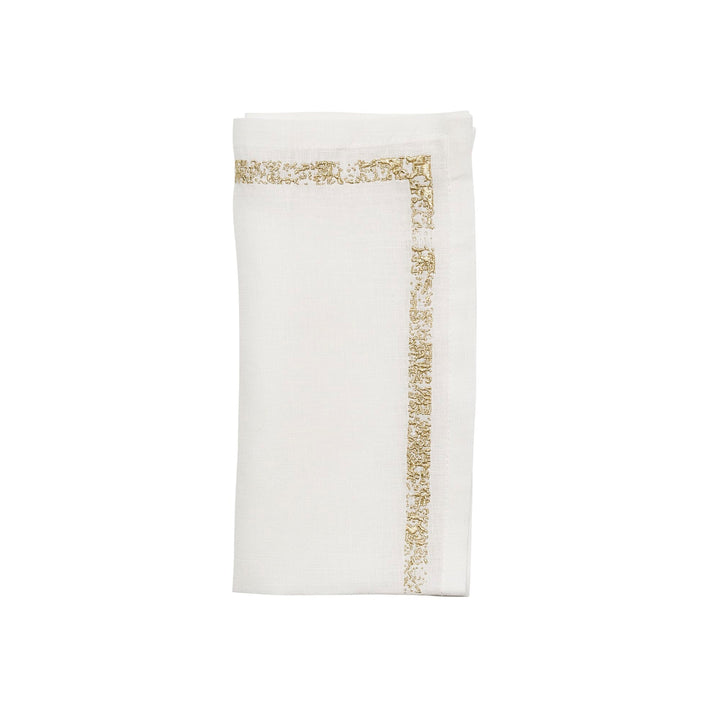 Kim Seybert Impression Napkin in White & Gold - Set of 4