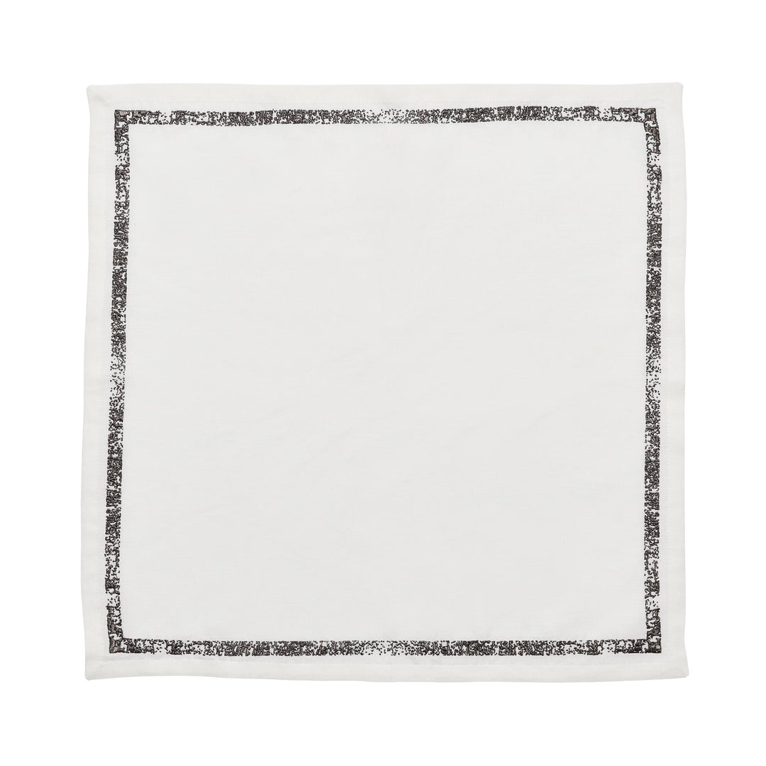 Kim Seybert Impression Napkin in White & Gunmetal - Set of 4
