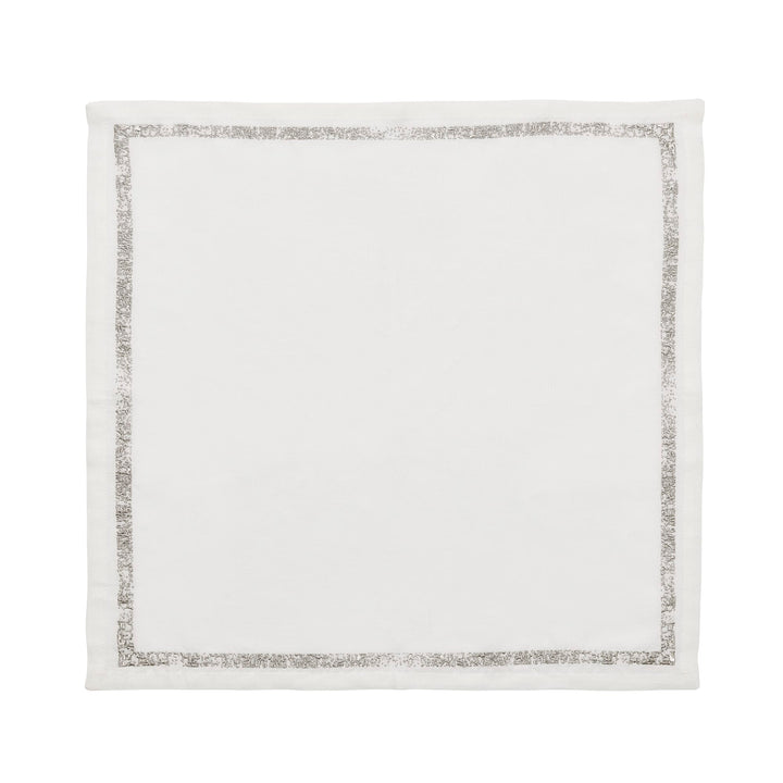 Kim Seybert Impression Napkin in White & Silver - Set of 4