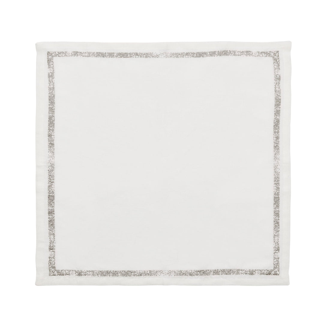 Impression Napkin in White & Silver - Set of 4
