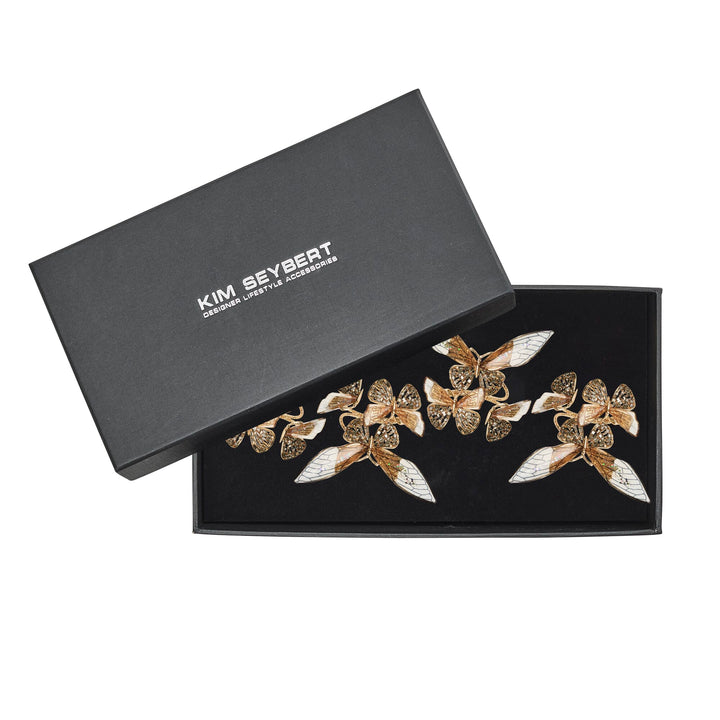 Flutter Napkin Ring in Champagne & Gold - Set of 4 in a Gift Box
