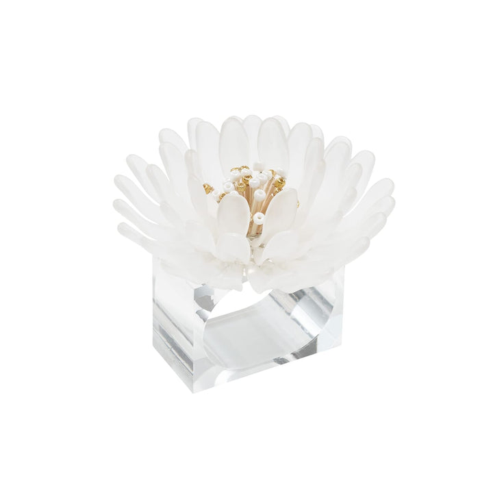 Kim Seybert Cosmos Napkin Ring in White & Gold Set of 4 in a Gift Box