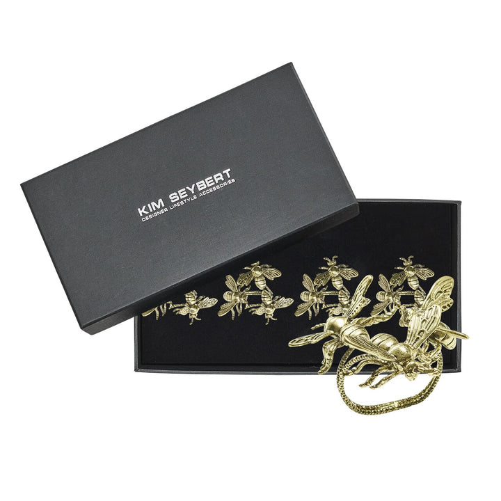 Kim Seybert Hive Napkin Ring in Gold Set of 4 in a Gift Box
