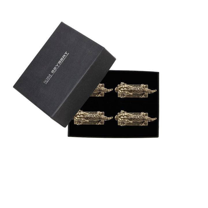 Kim Seybert Orient  Napkin Ring in Gold Set of 4 in a Gift Box