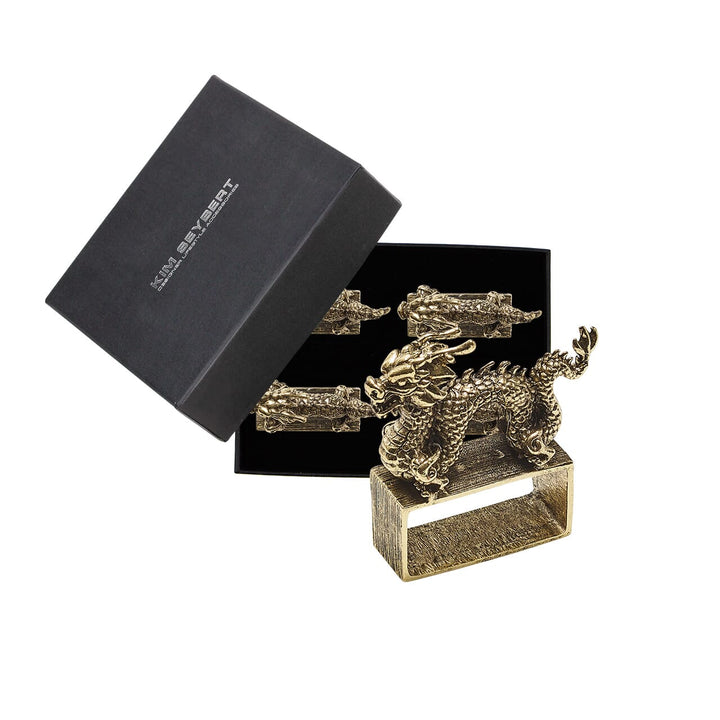 Kim Seybert Orient  Napkin Ring in Gold Set of 4 in a Gift Box